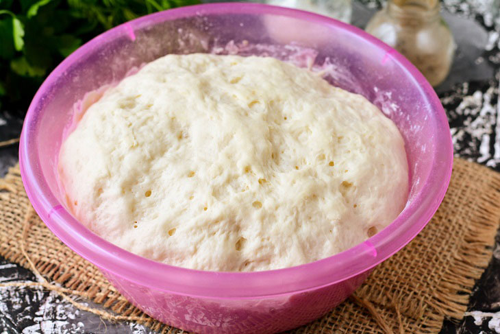 Homemade Gagauz pies with cabbage in a pan - lush and airy