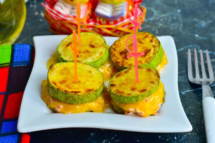 Festive zucchini canapes with cheese filling - an amazing appetizer