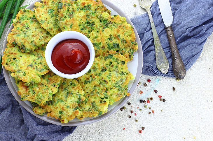 Pancakes with green onions - simple, tasty and fast