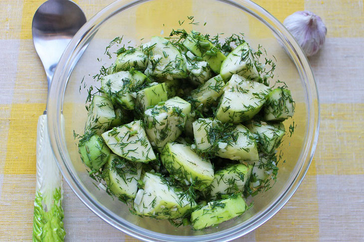 Zucchini marinated with dill and garlic - a quick and easy cold appetizer