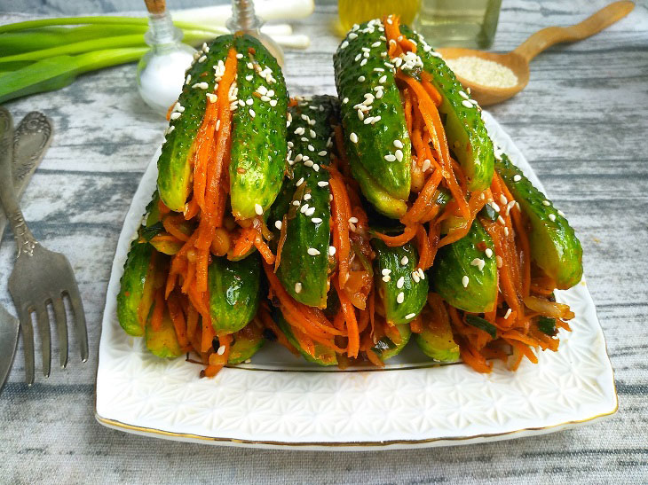 Korean cucumbers - a quick recipe for an excellent snack