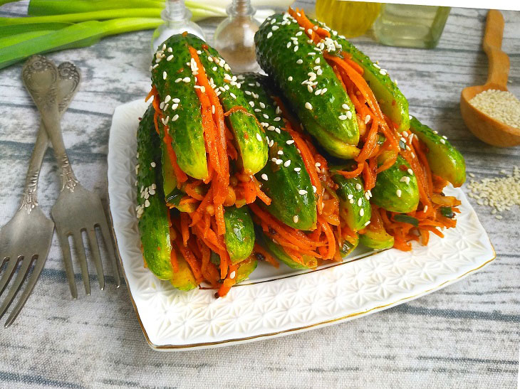 Korean cucumbers - a quick recipe for an excellent snack