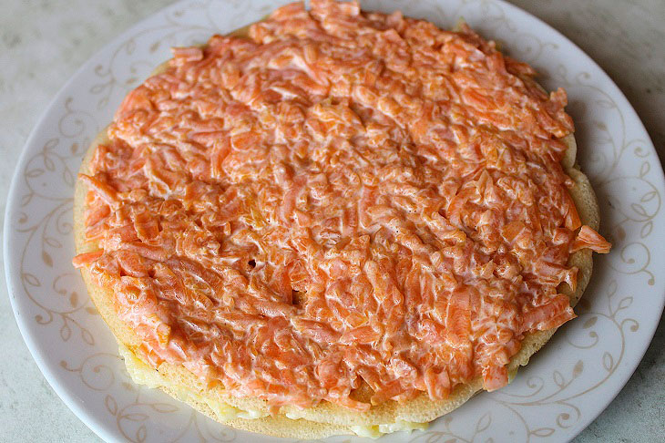 Snack pancake cake "Crab Island" - beautiful, tender and juicy