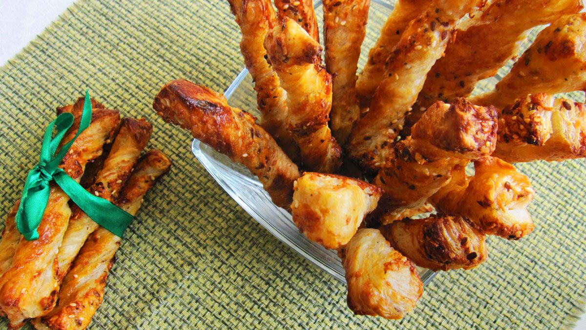 Homemade puff cheese sticks are a great substitute for chips and cookies