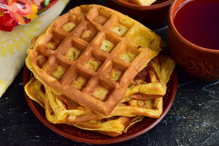 Belgian waffles with cheese - very hearty and tasty