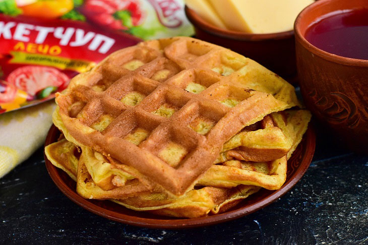 Belgian waffles with cheese - very hearty and tasty
