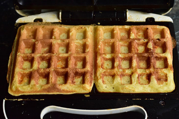 Belgian waffles with cheese - very hearty and tasty