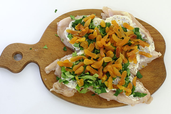 Chicken roll with dried apricots - tasty and healthy, instead of store-bought sausage