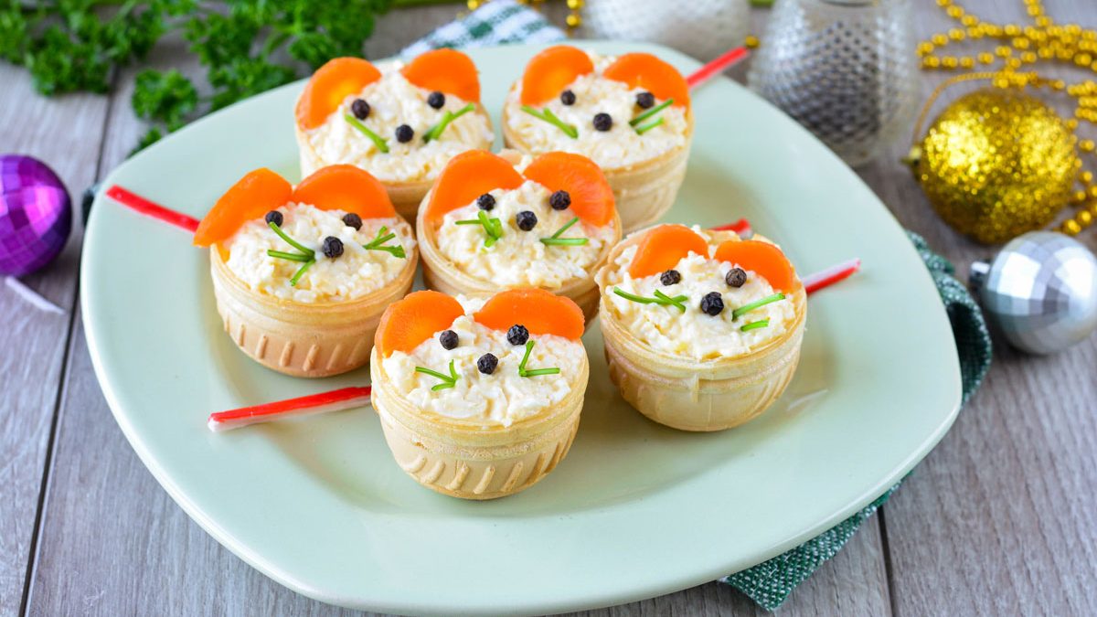 Tartlets “Mice” – a delicious and elegant snack for the New Year 2020
