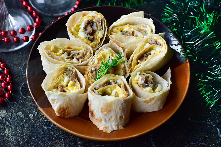 Lavash rolls with sprats - no one will refuse such an appetizer