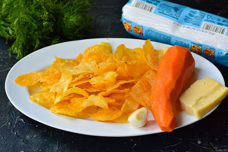 Snack on chips with cheese - looks original, is prepared quickly and simply