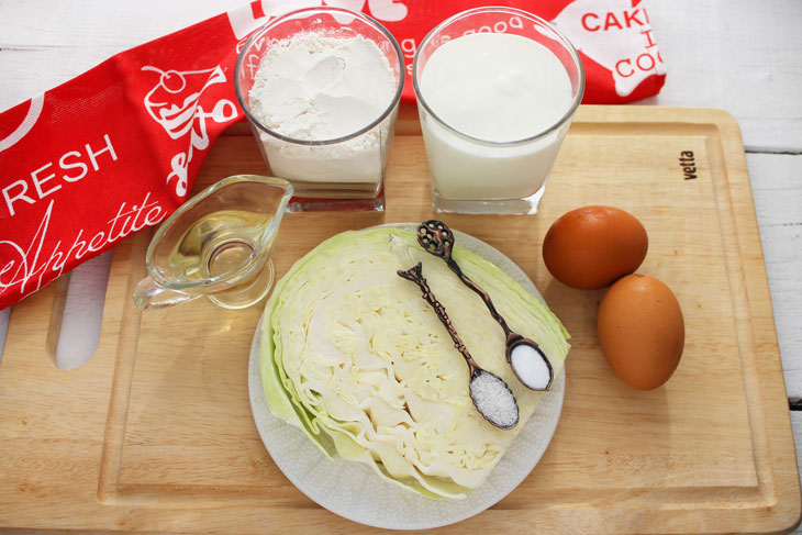 Delicate pancakes with cabbage without soda