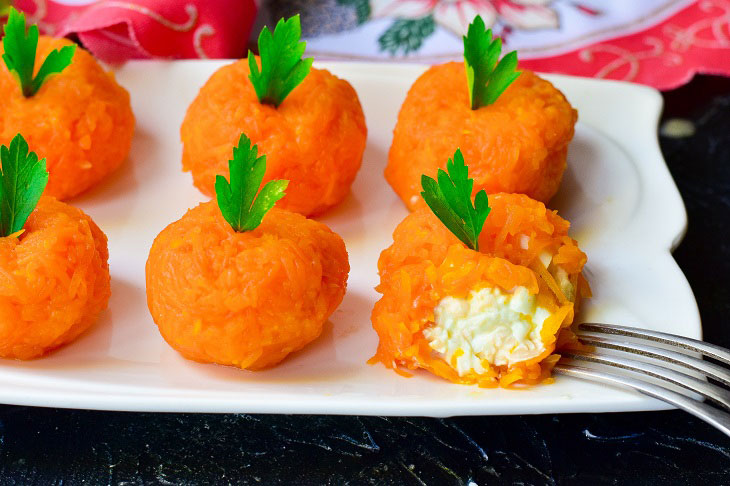 Appetizer "Tangerines" on the festive table