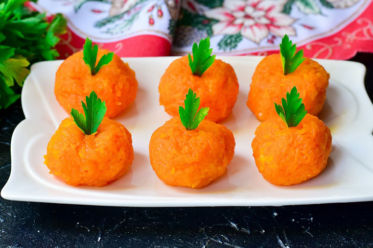 Appetizer "Tangerines" on the festive table