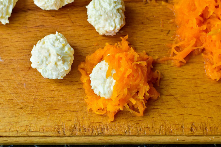 Appetizer "Tangerines" on the festive table