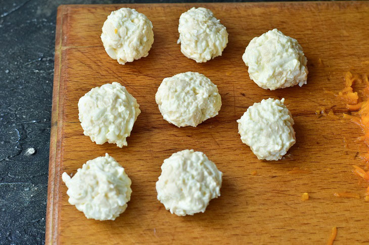 Appetizer "Tangerines" on the festive table