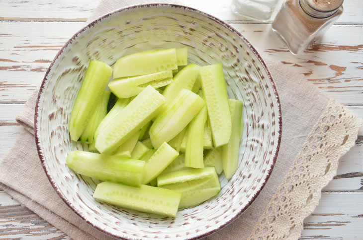 Cucumbers in a spicy marinade - a great savory snack