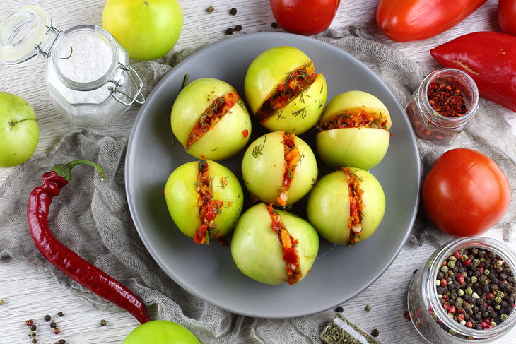 Pickled stuffed green tomatoes - a recipe for lovers of pickles