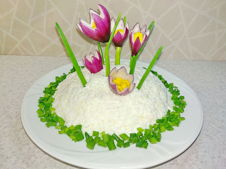 Spring salad "Crocuses" - festive and tasty