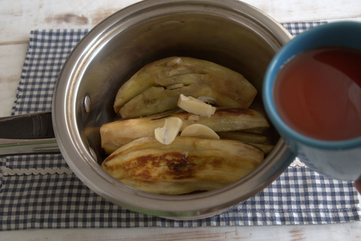 Eggplants stuffed with garlic for the winter in Armenian style