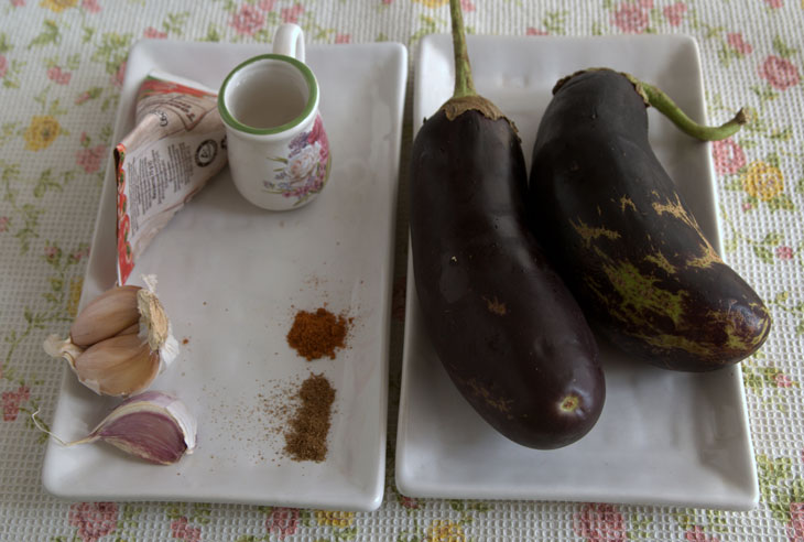 Eggplants stuffed with garlic for the winter in Armenian style