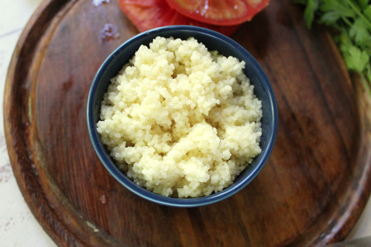 Stuffed tomatoes with couscous, cheese and nuts - a step by step recipe with a photo