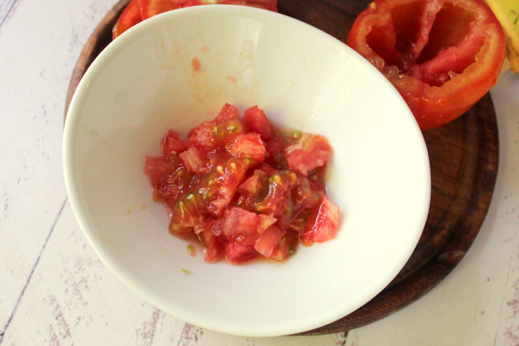 Stuffed tomatoes with couscous, cheese and nuts - a step by step recipe with a photo