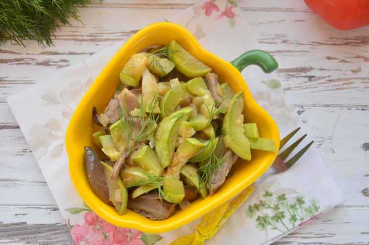 Zucchini with oyster mushrooms - a quick snack in 30 minutes!