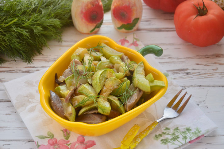 Zucchini with oyster mushrooms - a quick snack in 30 minutes!