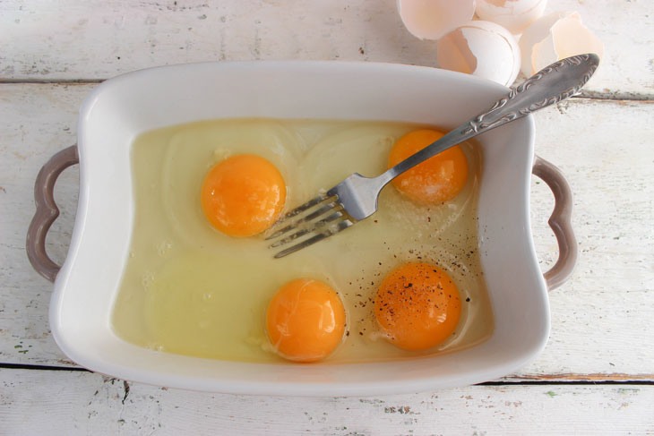 Omelette with greens in the oven - lush, soft and juicy