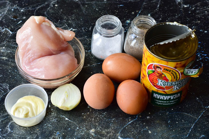 Salad "Gentle" with chicken - festive and tasty