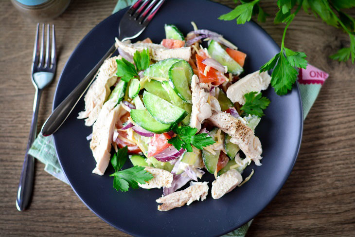 Salad "Elegy" with chicken - healthy, satisfying and tasty