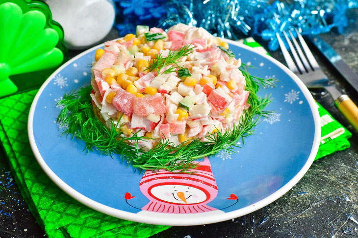 Salad "Beauty" of crab sticks - a delicious and original recipe