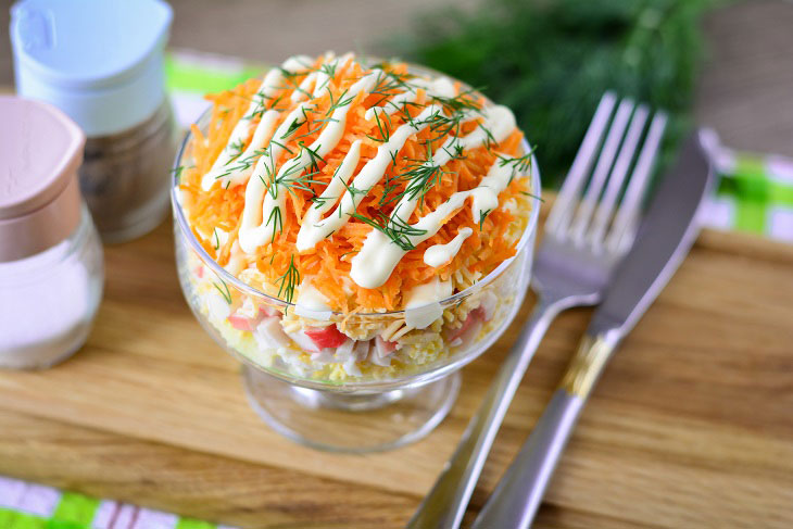 Salad "Velvet" with crab sticks - tender and festive