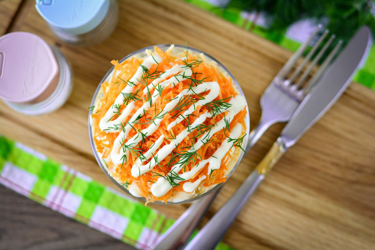 Salad "Velvet" with crab sticks - tender and festive