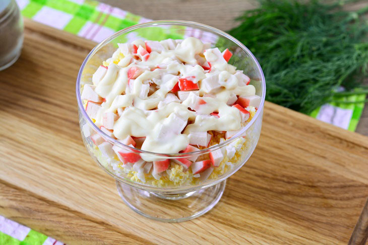 Salad "Velvet" with crab sticks - tender and festive