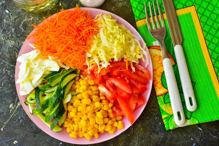 Salad "Rainbow" - beautiful, bright and low-calorie