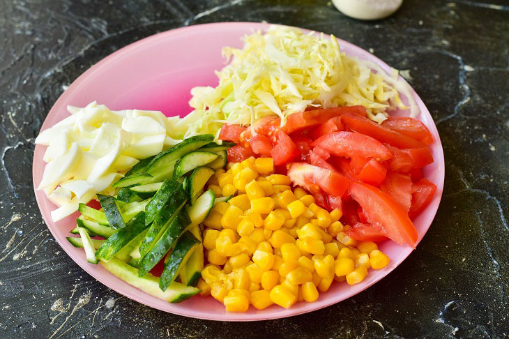 Salad "Rainbow" - beautiful, bright and low-calorie