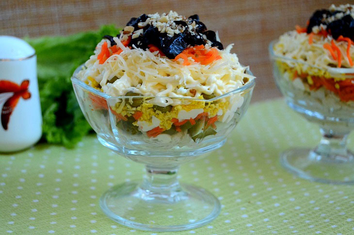 Salad "Prague" on the festive table - very tasty and elegant