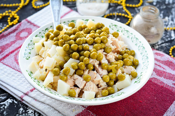 Salad "Olivier" with chicken - festive and tasty