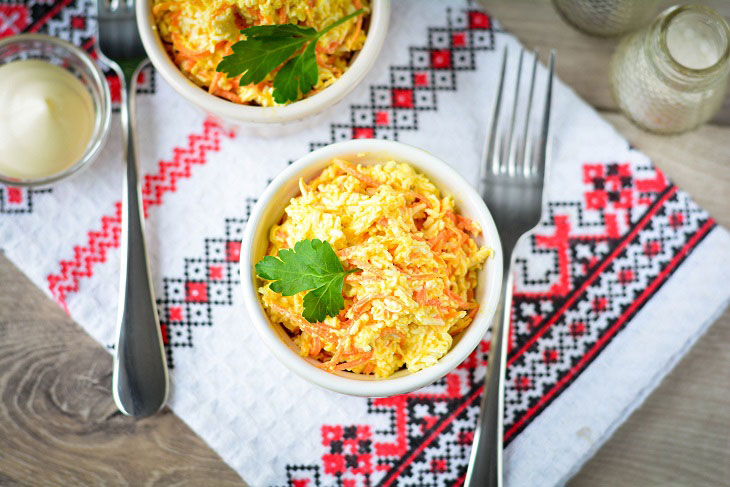 Salad "Posidelki" with Korean carrots - guests and relatives will appreciate your efforts