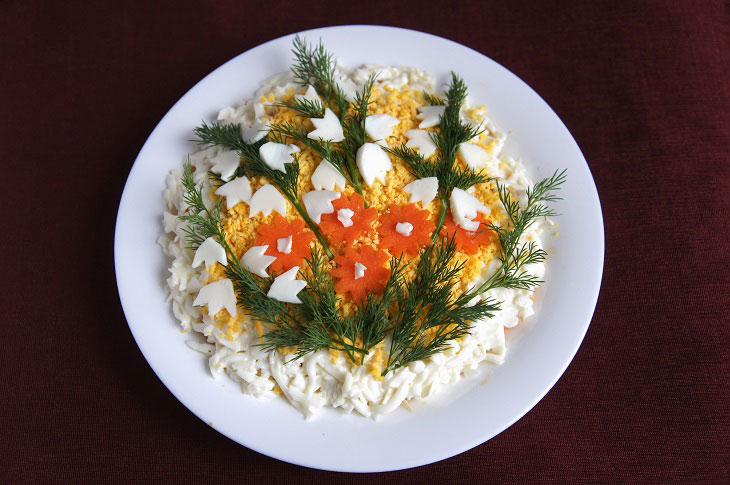 Beautiful festive salad "Bouquet of flowers"