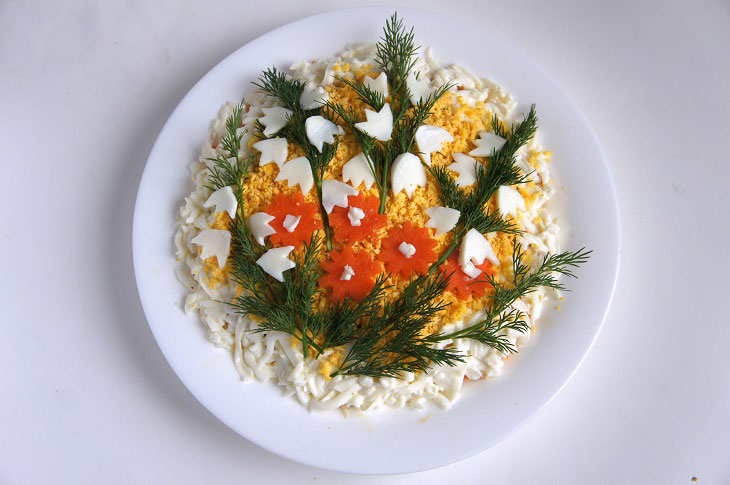 Beautiful festive salad "Bouquet of flowers"