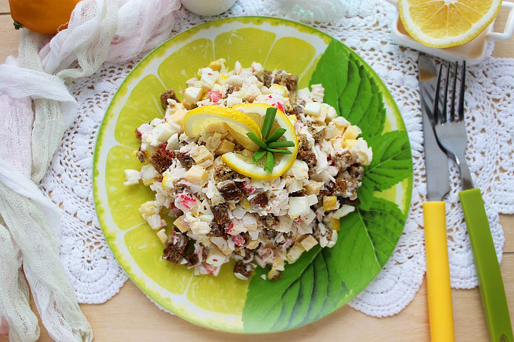 Khrustik salad with crab sticks - light and tasty