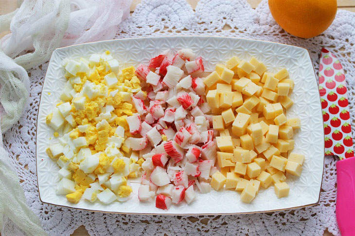 Khrustik salad with crab sticks - light and tasty