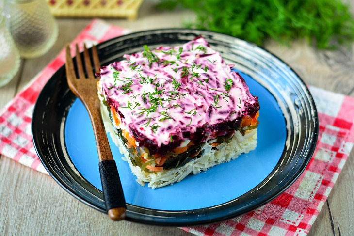 Salad "Coat" without herring - tasty and original