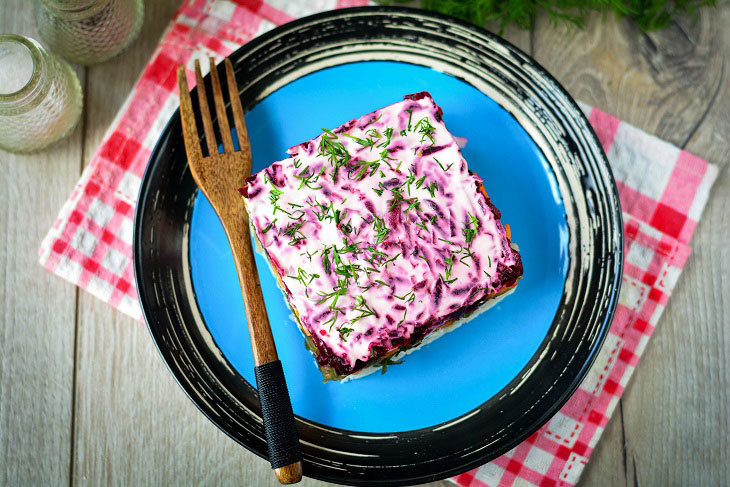 Salad "Coat" without herring - tasty and original