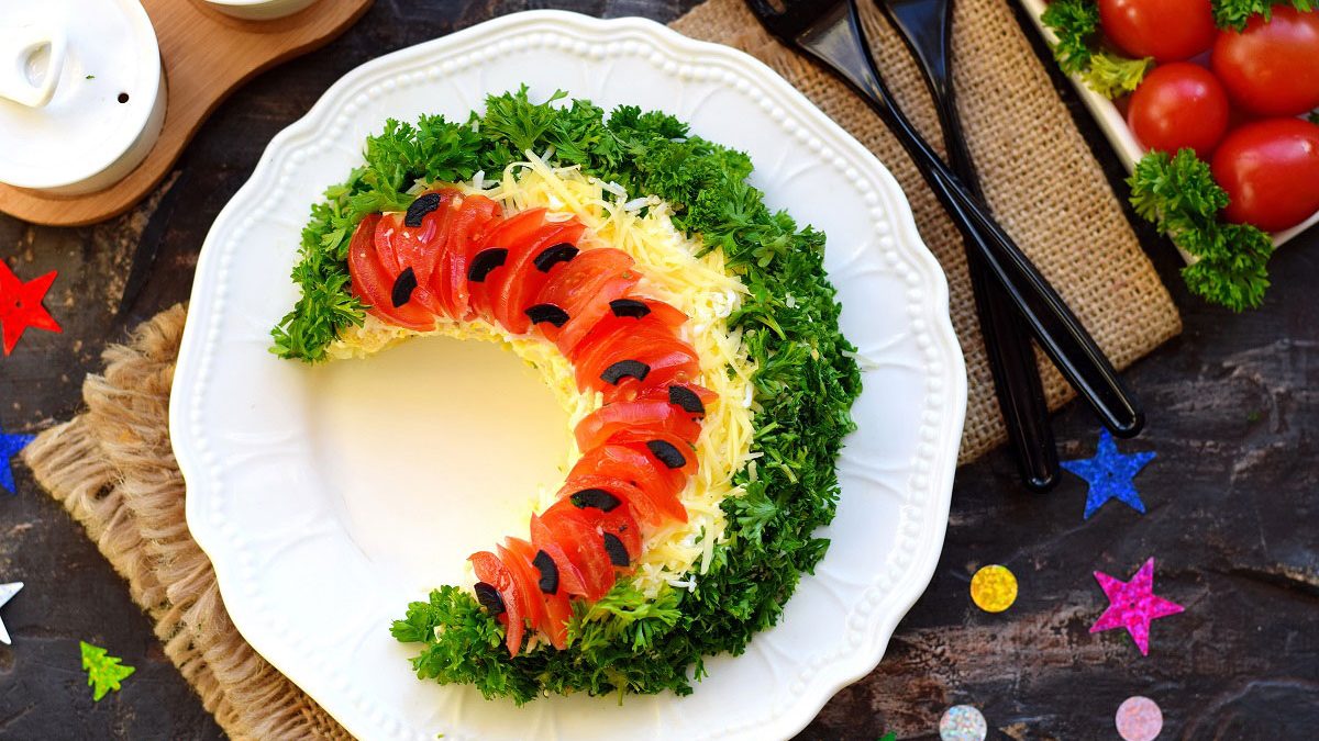 Salad “Watermelon slice” with chicken – it will decorate any holiday table