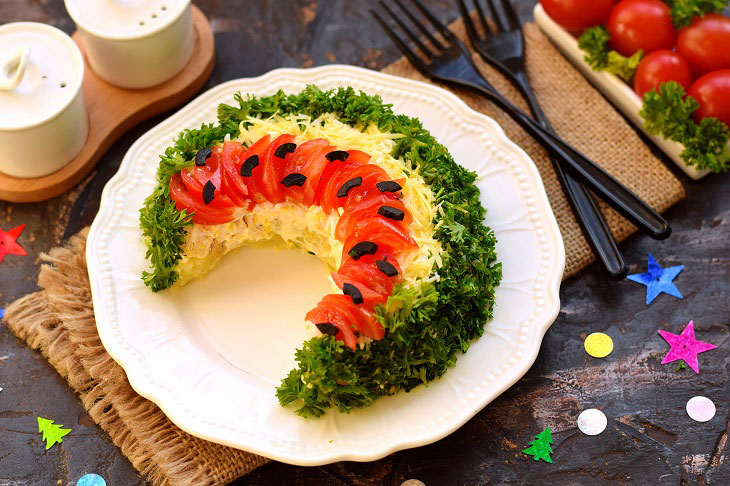 Salad "Watermelon slice" with chicken - it will decorate any holiday table