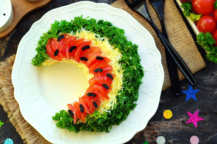 Salad "Watermelon slice" with chicken - it will decorate any holiday table